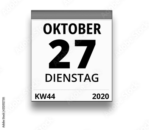 Kalender für Dienstag, 27. OKTOBER 2020 (Woche 44)