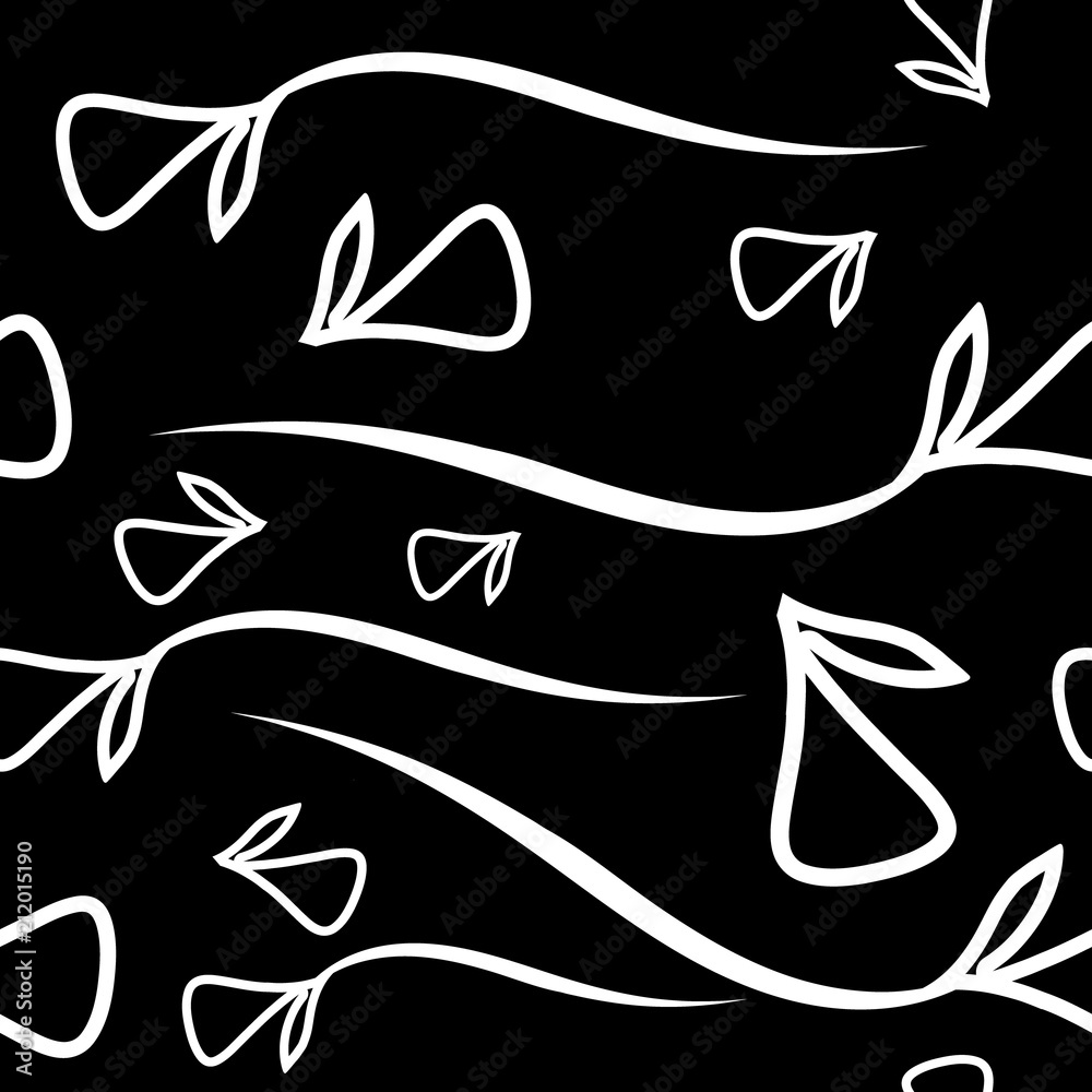 Vector geometric monochrome pattern from vegetable white elements on a black background. Vector geometric monochrome pattern from vegetable white elements on a black background.