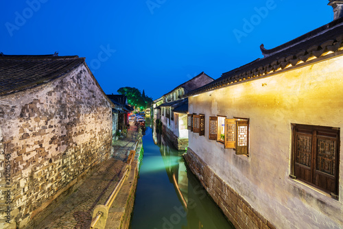 Suzhou starożytnego miasta wgląd nocy