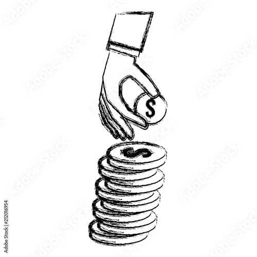 hand with coins money