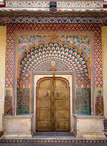 Lotus gate door at City Palace of Jaipur, India