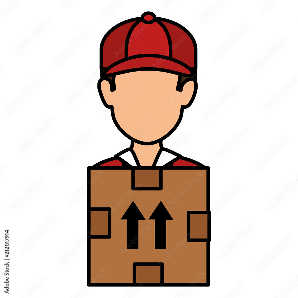 delivery worker lifting box silhouette