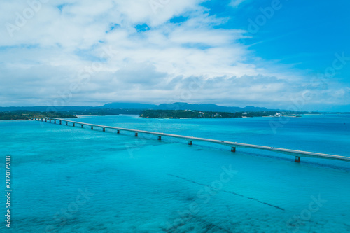 Kouri Bridge between Islands in Okinawa  Japan 