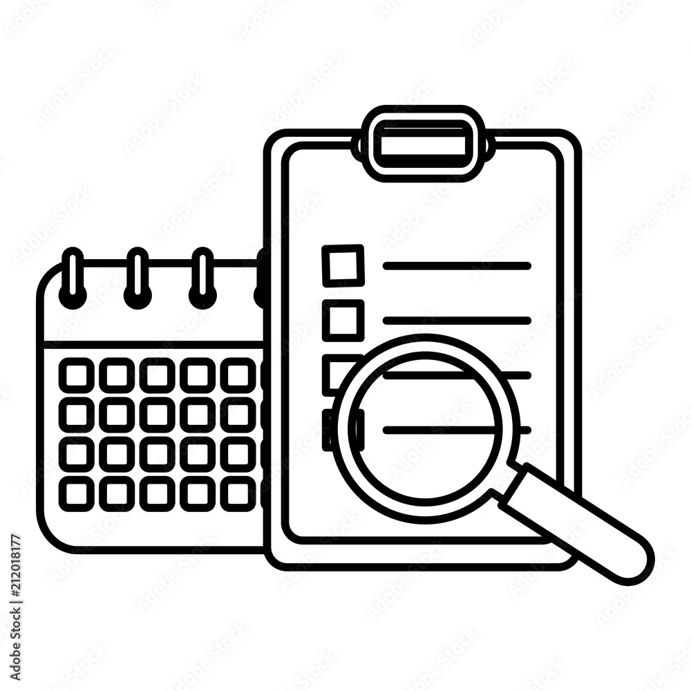checklist with calendar and magnifying glass checklist with calendar and magnifying glass