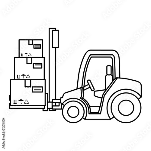 forklift with pile carton boxes