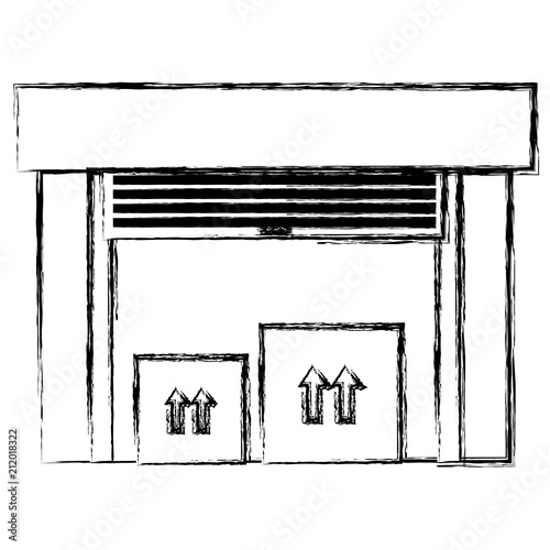 warehouse building with pile carton boxes