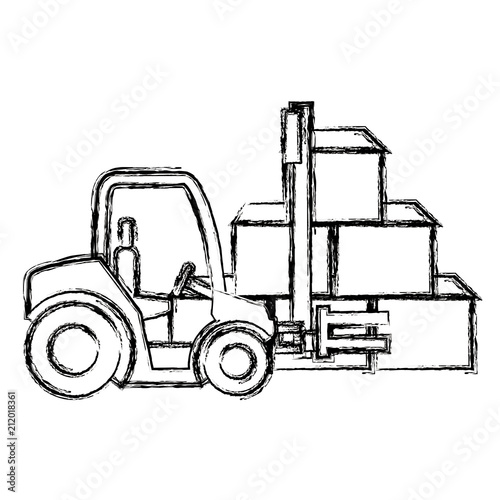 forklift with pile carton boxes