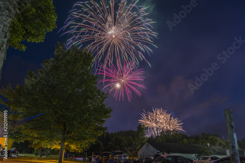 UTICA, NY - July 4, 2018: 4th of July Fireworks show on Independence Day (July 4, 2018) at the City of Utica, New York, USA