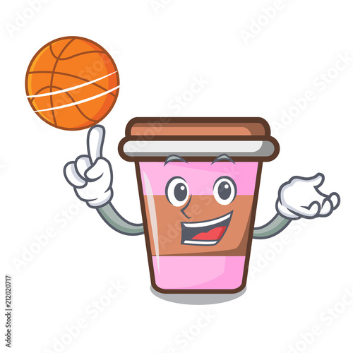 With basketball coffee cup character cartoon photo