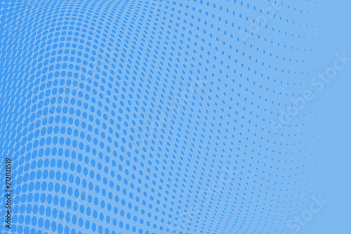 Blue wave halftone pattern. Pop art style. Digital gradient. Vector illustration