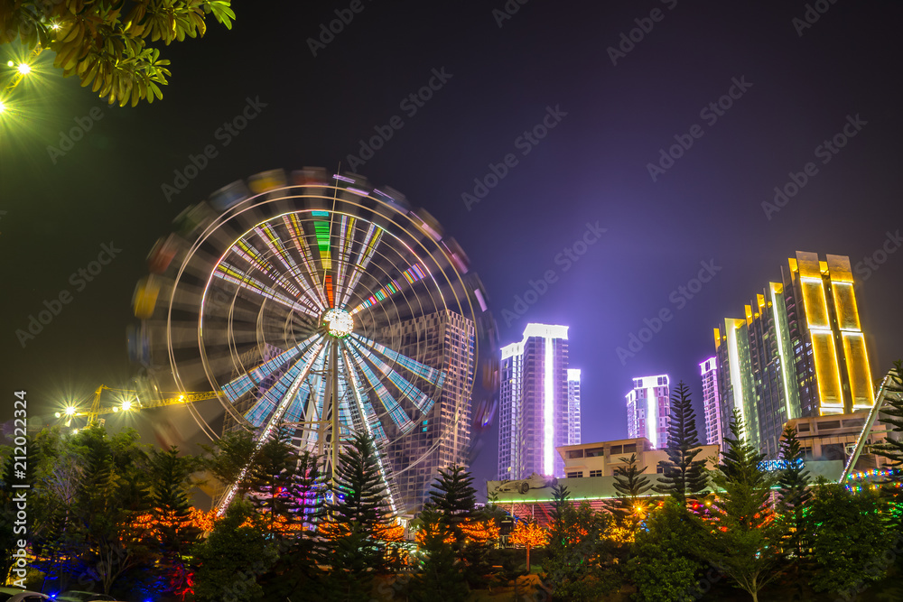 Ferris Wheel At Night In I City Shah Alam Malaysia The Entertainment Park Has Becomes One Of The City Attractions Stock Photo Adobe Stock