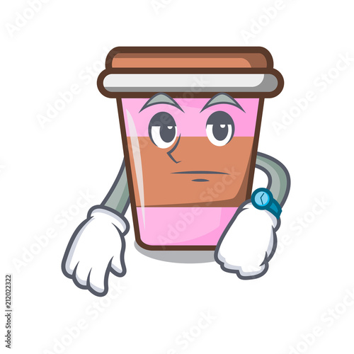 Waiting coffee cup mascot cartoon