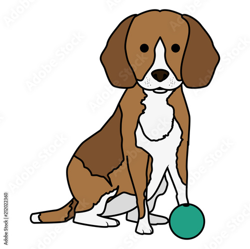 cute dog pet with ball character