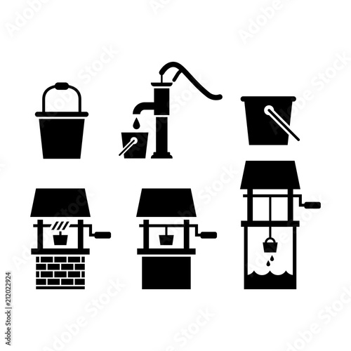Water well icon set