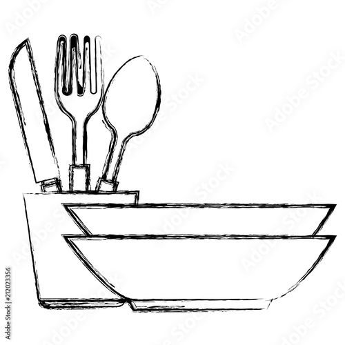 pile dish kitchen utensils