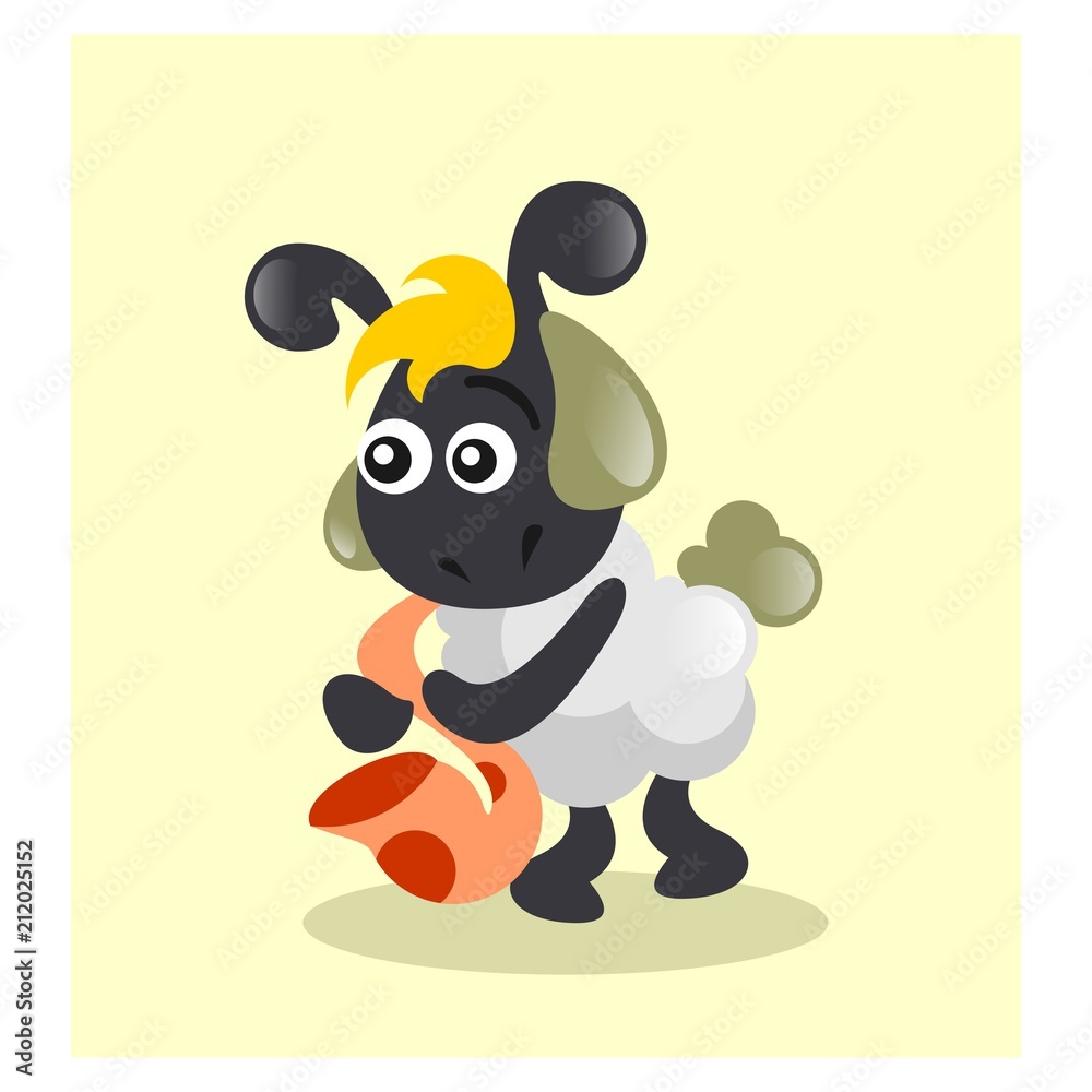 musician sheep playing saxophone mascot cartoon character musician sheep playing saxophone mascot cartoon character