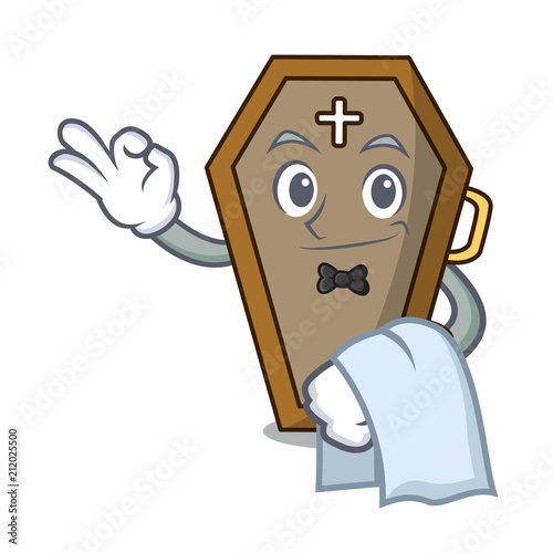 Waiter coffin mascot cartoon style