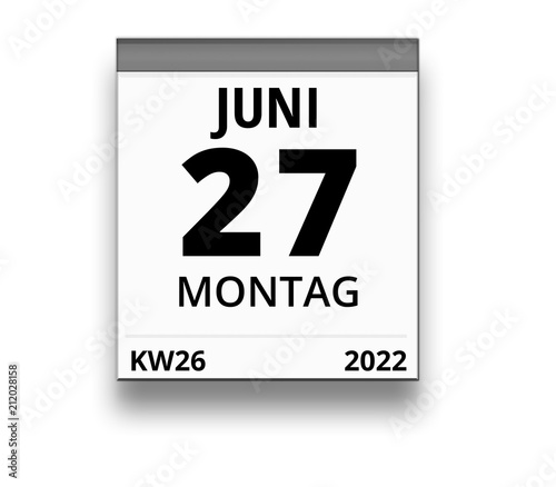 Kalender für Montag, 27. JUNI 2022 (Woche 26)