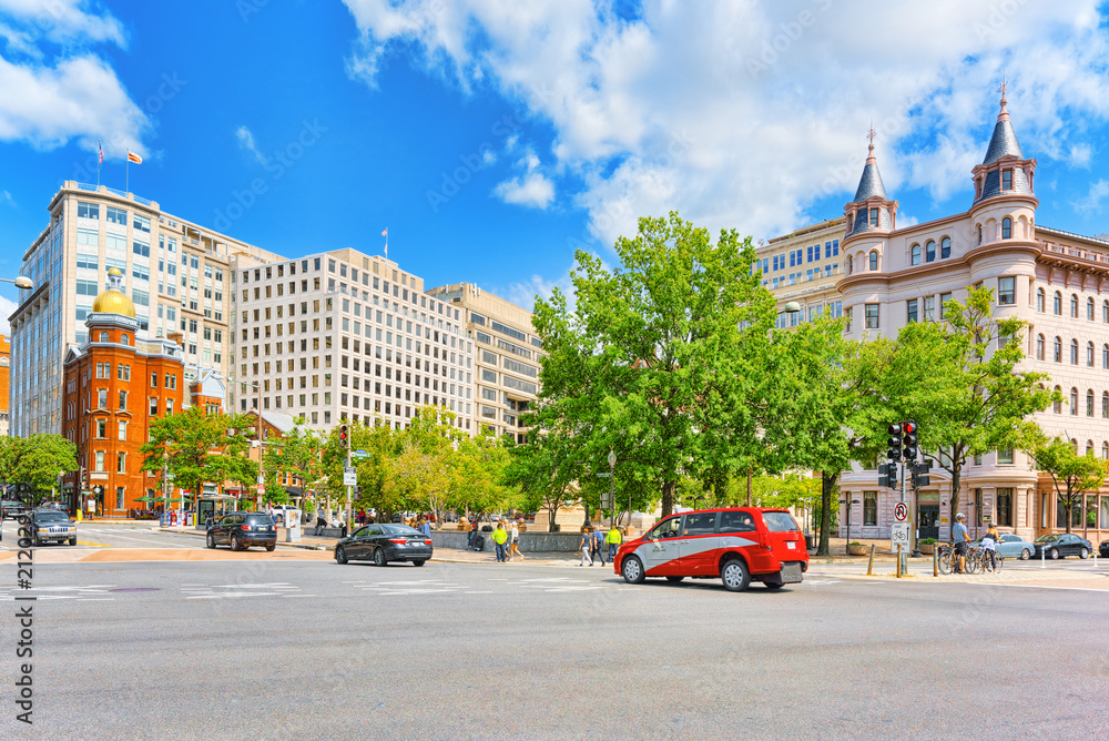 Obraz premium Washington, USA, urban cityscape of the city National Council of Negro Women and Indiana Plaza.