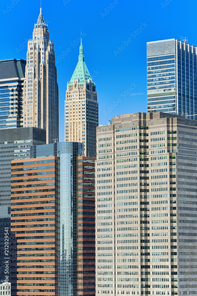 Lower Manhattan from Brooklyn Bridge which across the East Rive, between Manhattan and Brooklyn. New York. Lower Manhattan from Brooklyn Bridge which across the East Rive, between Manhattan and Brooklyn. New York.
