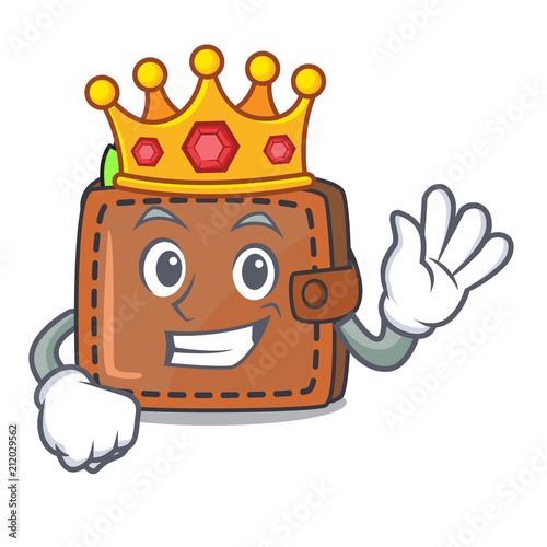 King wallet mascot cartoon style