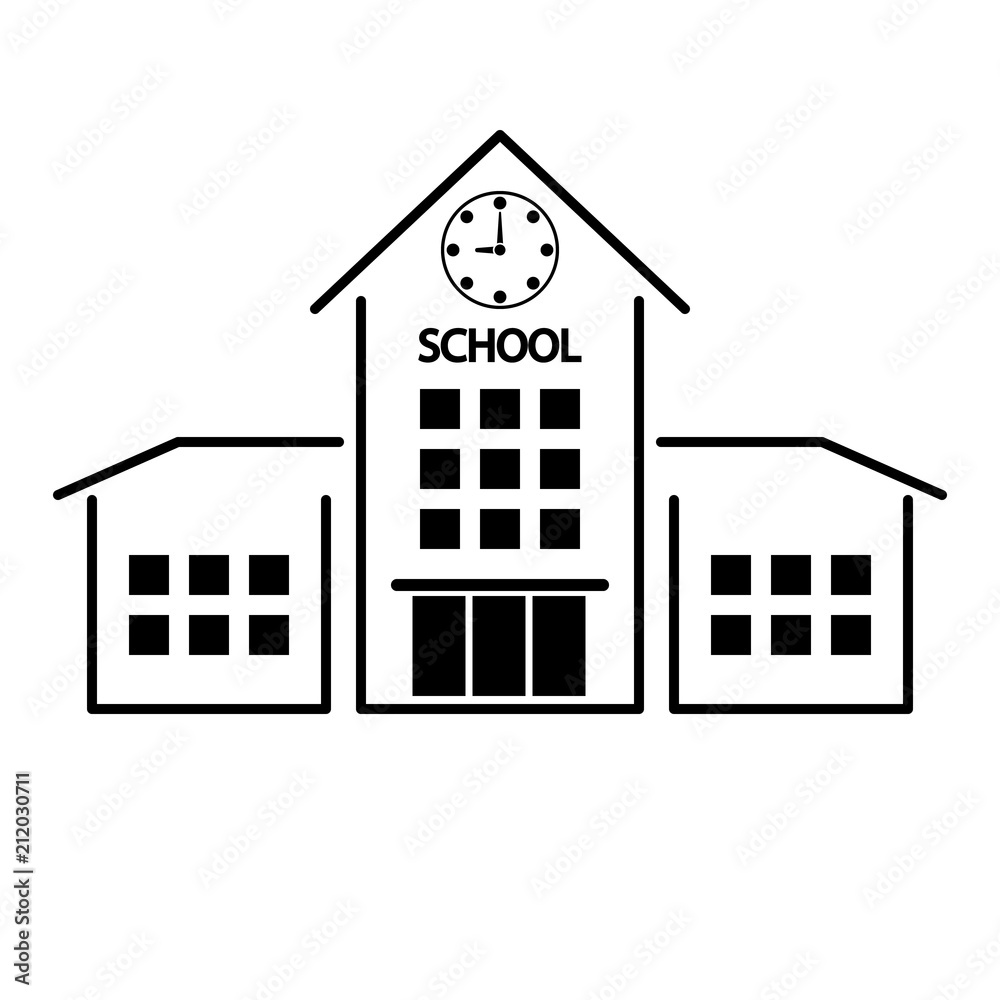 School vector icon, isolated building