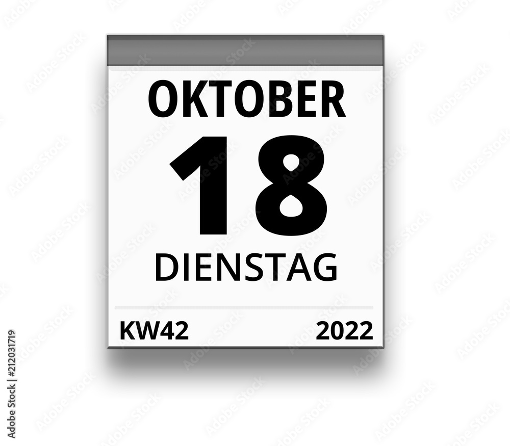 Kalender für Dienstag, 18. OKTOBER 2022 (Woche 42)