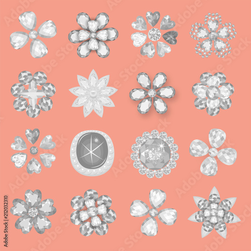 Pocket bag gemstones jewelry flower pattern set