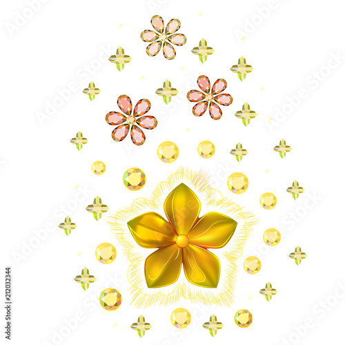 Golden metal pattern flower five petal