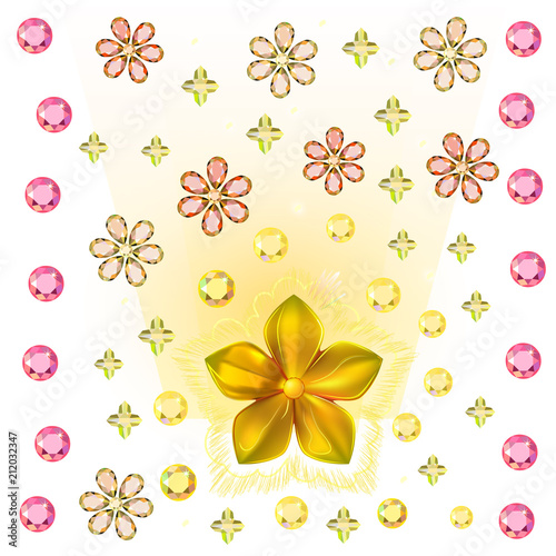 Golden metal pattern flower five petal