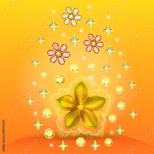 Golden metal pattern flower five petal