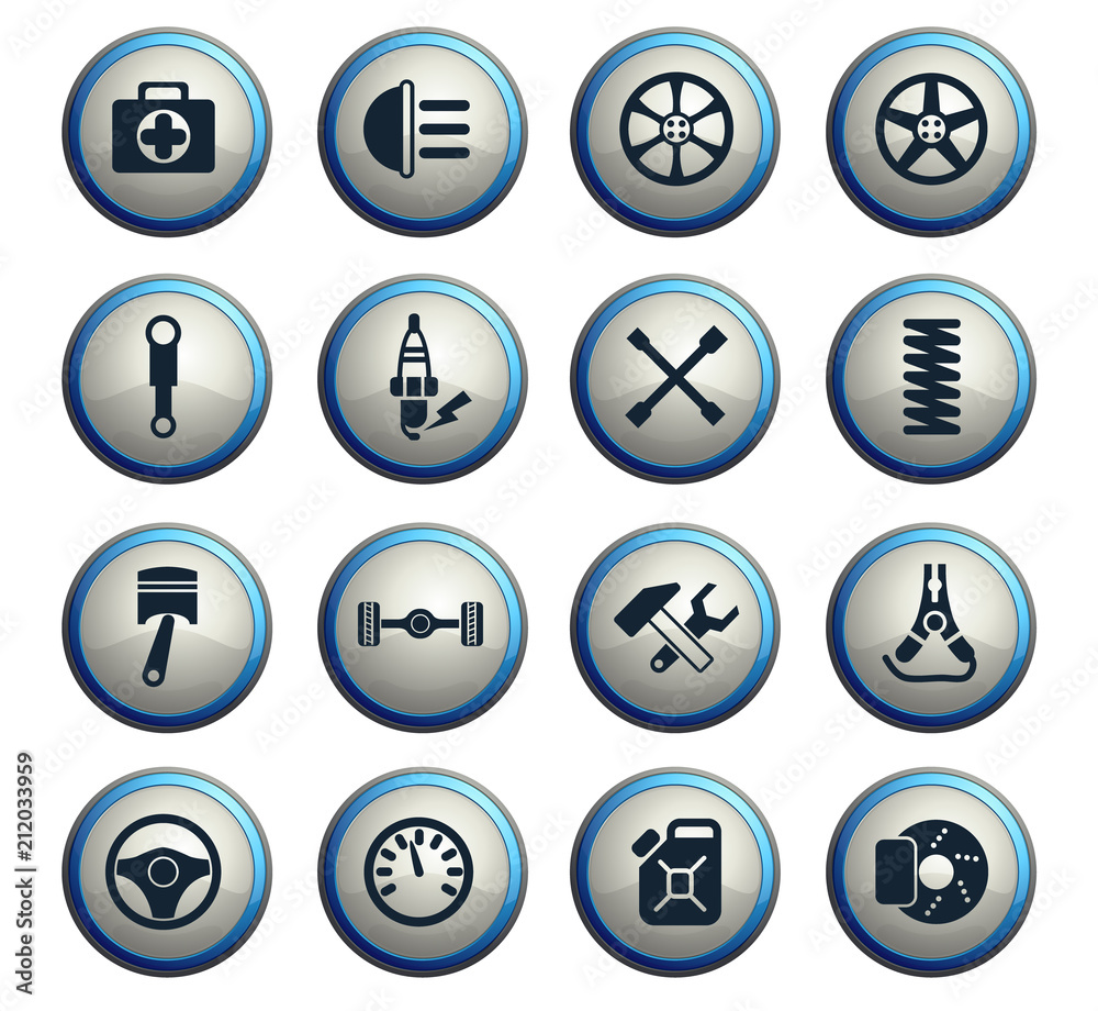 car shop icon set