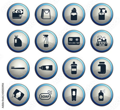 chemicals store icon set
