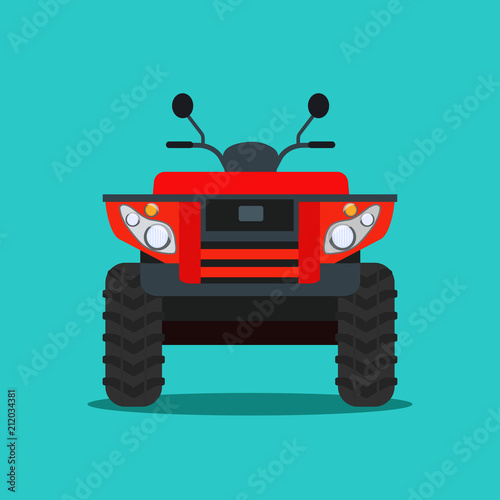 ATV motorcycle isolated. Front view. Vector flat style illustration