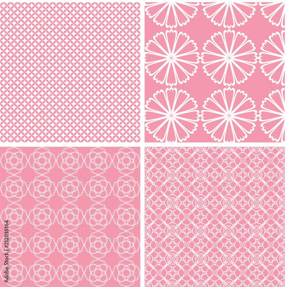 Pastel retro different vector seamless patterns.