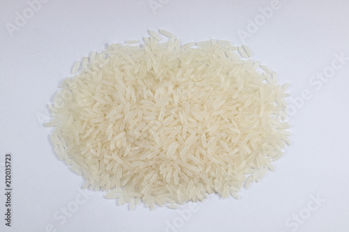 rice whole grains on white background