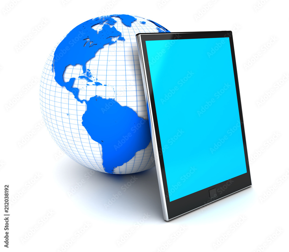 Tablet PC with Planet Earth is a modern concept of electronics Tablet PC with Planet Earth is a modern concept of electronics