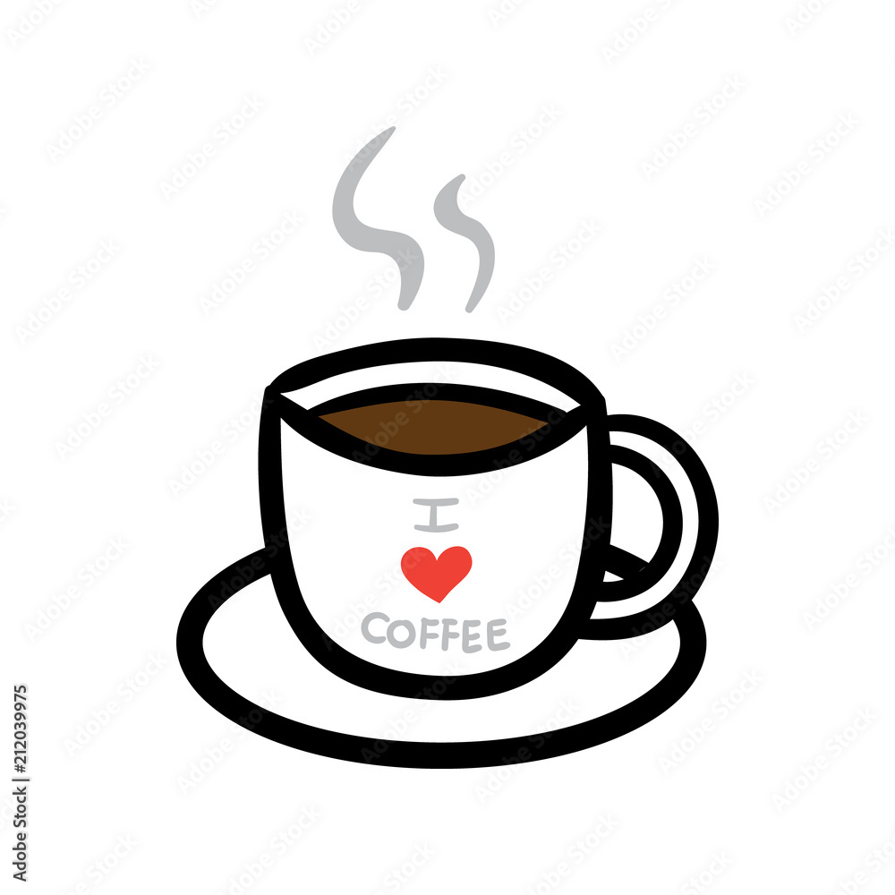 Cartoon I love Coffee Cup Illustration Stock Vector | Adobe Stock