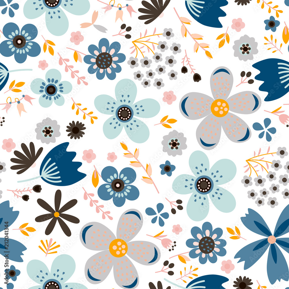Obraz premium Amazing floral vector seamless pattern of flowers