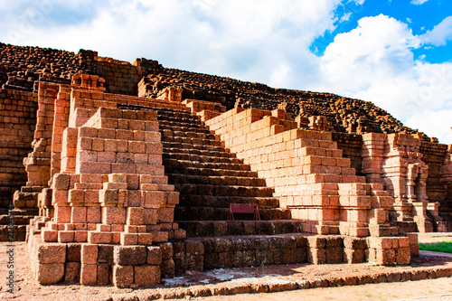 Bild auf Leinwand Stairs made of laterite bricks at Kao klang nok in Si Thep Historcal Park  Petchaboon , Tourist attractions in Thailand
