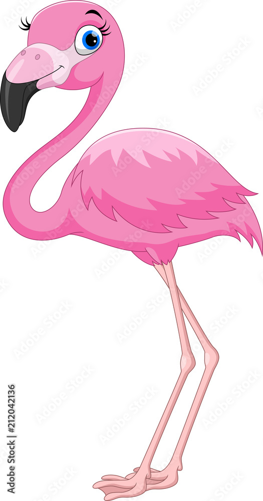 Naklejka premium Kreskówka różowy ptak flamingo