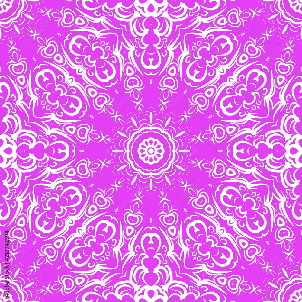 Floral Geometric Pattern with hand-drawing Mandala. Vector super illustration. For fabric, textile, bandana, scarg, print Floral Geometric Pattern with hand-drawing Mandala. Vector super illustration. For fabric, textile, bandana, scarg, print
