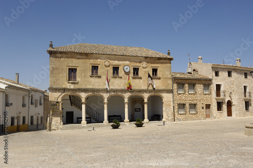 Canvas Print Infante Don Juan Manuel square, Alarcon, Cuenca province, La Mancha,Spain