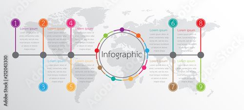 Vector infographic templates used for detailed reports. All 9 topics.