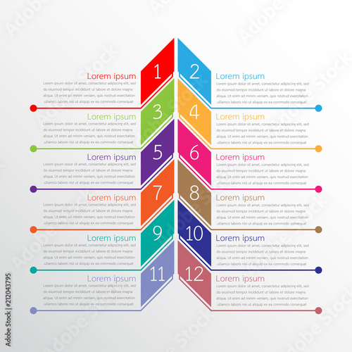 Vector infographic templates used for detailed reports. All 12 topics.