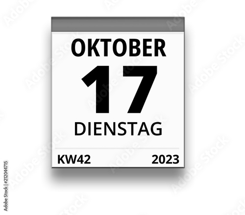 Kalender für Dienstag, 17. OKTOBER 2023 (Woche 42)