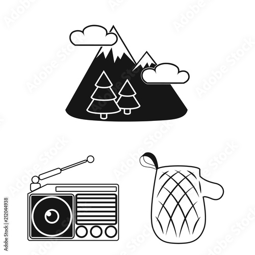 Picnic and equipment black icons in set collection for design. Picnic in the nature vector symbol stock web illustration. photo