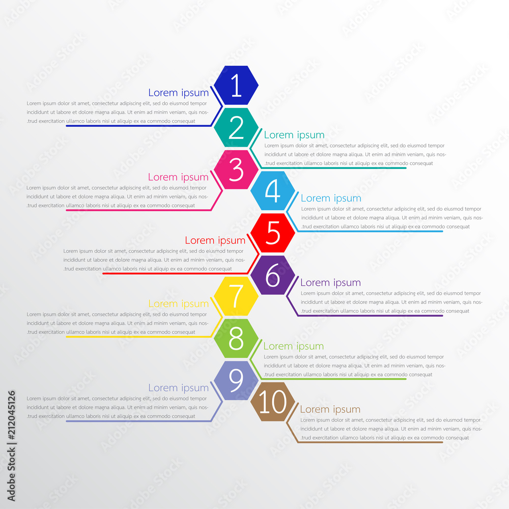 Fototapeta premium Vector infographic templates used for detailed reports. All 10 topics.