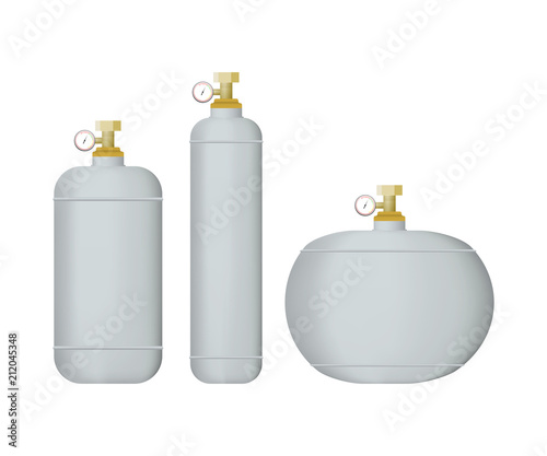 Set of white cylinders. Vector illustration of the freon.
