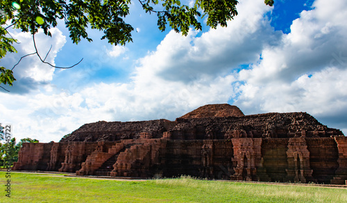 Fotografie The Pyramid remains in Thailand made of laterite bricks at Kao klang nok in Si Thep Historcal Park  Petchaboon , Tourist attractions in Thailand